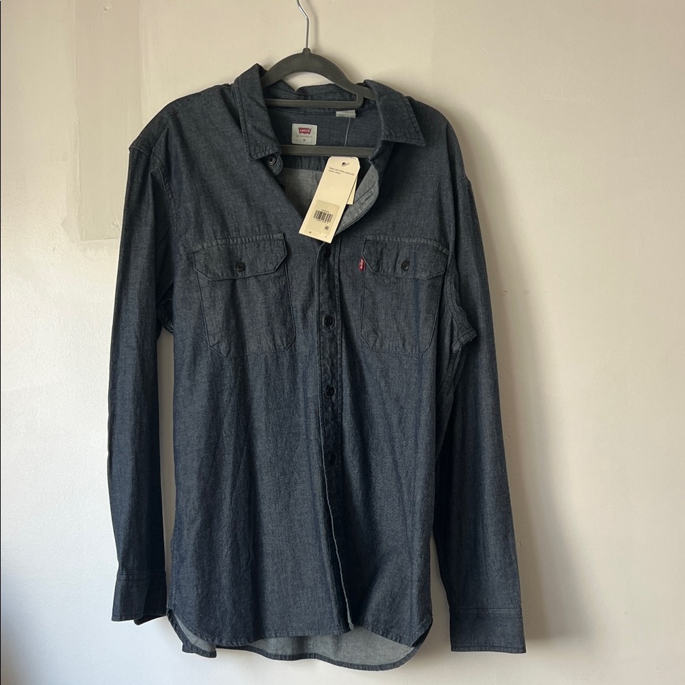 Levi's Men's Dark Blue Casual Button Down Shirt Organic Cotton Men’s Medium NWT